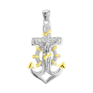 ITI NYC Mariner Anchor Crucifix Pendant in Sterling Silver
