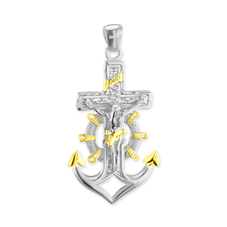 ITI NYC Mariner Anchor Crucifix Pendant in Sterling Silver