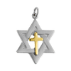 ITI NYC Two-Tone Star of David Pendant with Cross in Sterling Silver