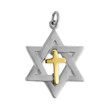 Load image into Gallery viewer, ITI NYC Two-Tone Star of David Pendant with Cross in Sterling Silver
