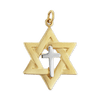 ITI NYC Two-Tone Star of David Pendant with Cross in Sterling Silver