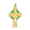 ITI NYC Celtic Cross Pendant with Green Enamel in Sterling Silver