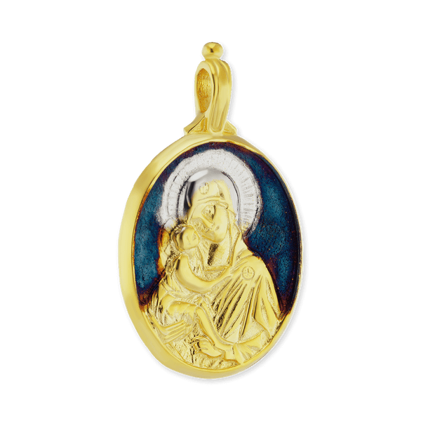 ITI NYC Madonna and Child Pendant Medallion with Ember Finish in Sterling Silver