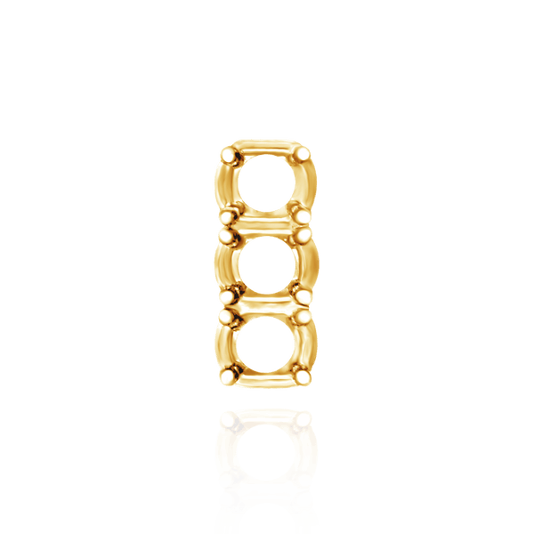 Strip Settings for 3 Round Stones (13.50 x 4.80 mm - 14.60 x 6.00 mm)