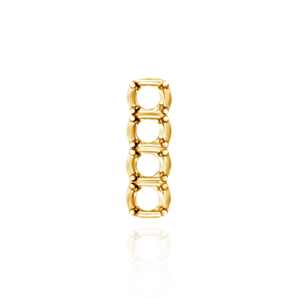Strip Settings for 4 Round Stones (17.80 x 4.80 mm - 19.50 x 6.20 mm)