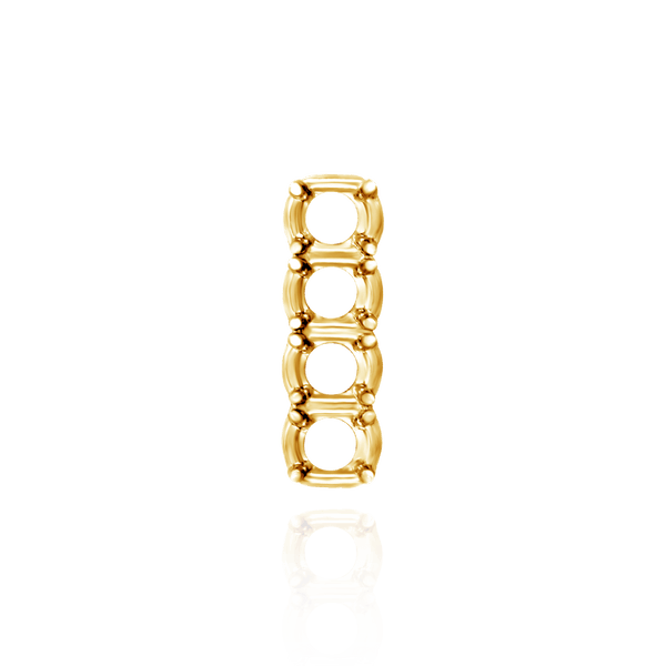 Strip Settings for 4 Round Stones (17.80 x 4.80 mm - 19.50 x 6.20 mm)