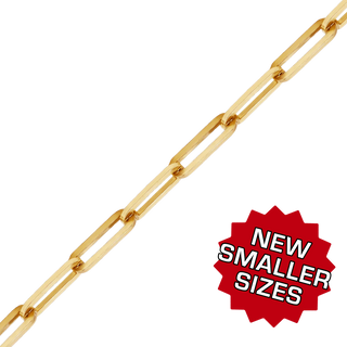 Bulk / Spooled Trace Elongated Paperclip Cable Chain in 14K & 18K Yellow Gold (1.30 mm - 7.80 mm)