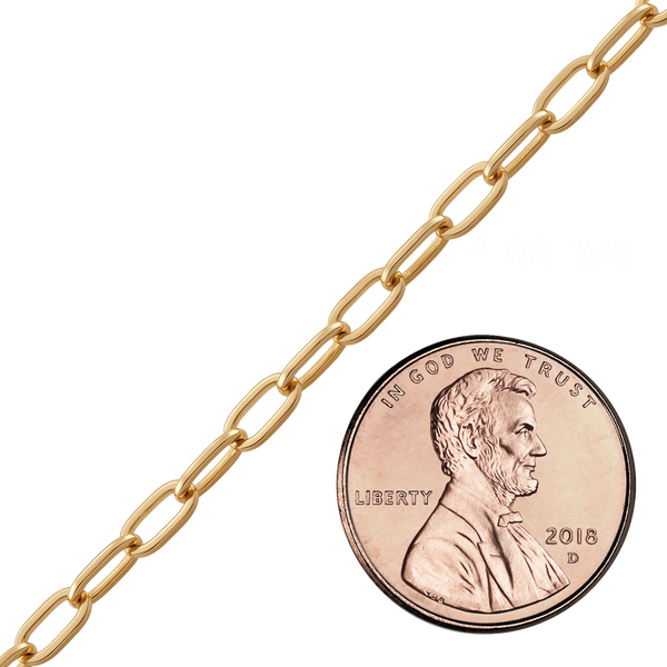 Bulk / Spooled Elongated Flat Cable Chain in 14K Yellow Gold (1.30 mm - 1.80 mm)