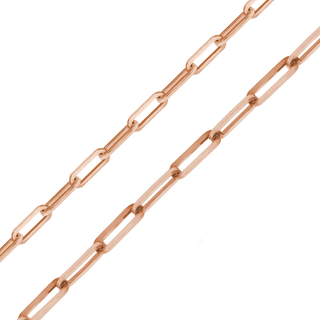 Bulk / Spooled Trace Elongated Paperclip Cable Chain in 14K Rose Gold (2.50 mm - 3.50 mm)