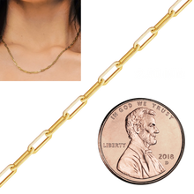 Load image into Gallery viewer, Bulk / Spooled Trace Elongated Paperclip Cable Chain in 14K &amp; 18K Yellow Gold (1.30 mm - 7.80 mm)
