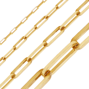 Bulk / Spooled Trace Elongated Paperclip Cable Chain in 14K & 18K Yellow Gold (2.50 mm - 7.80 mm)