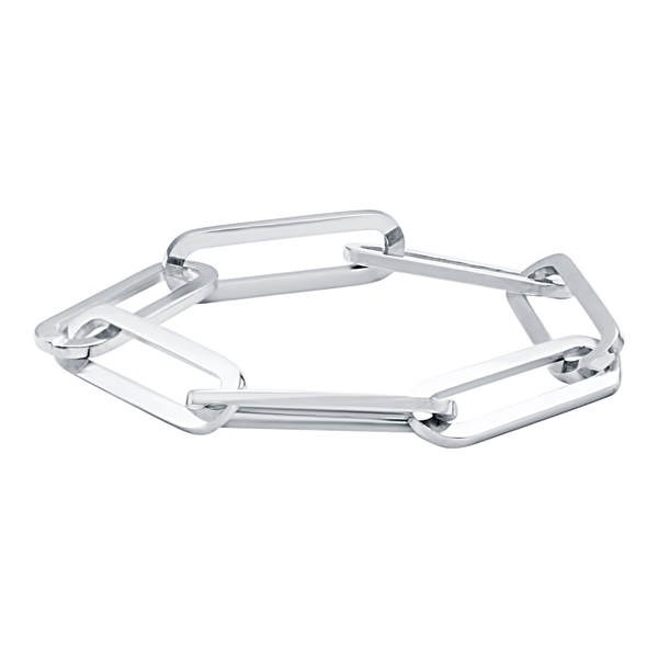 Tribeca Trace Paperclip Chain Ring in 14K White Gold