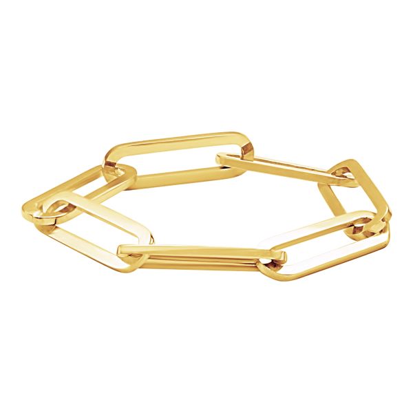 Tribeca Round Trace Paperclip Chain Ring in 14K Yellow Gold