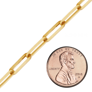 Bulk / Spooled Trace Elongated Paperclip Cable Chain in 14K & 18K Yellow Gold (2.50 mm - 7.80 mm)