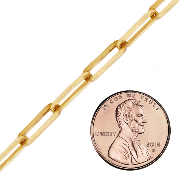 Bulk / Spooled Trace Elongated Paperclip Cable Chain in 14K & 18K Yellow Gold (1.30 mm - 7.80 mm)