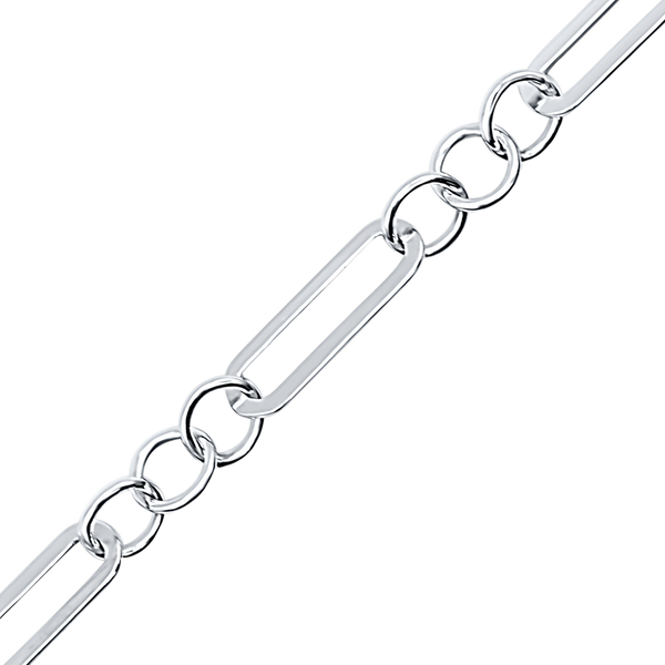 Bulk / Spooled Alternating Trace Elongated Paperclip Cable in Sterling Silver (3.50 mm - 5.00 mm)