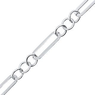 Bulk / Spooled Alternating Trace Elongated Paperclip Cable in Sterling Silver (3.50 mm - 5.00 mm)