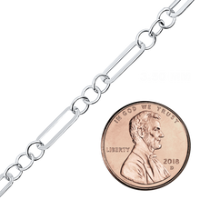 Load image into Gallery viewer, Bulk / Spooled Alternating Trace Elongated Paperclip Cable in Sterling Silver (3.50 mm - 5.00 mm)
