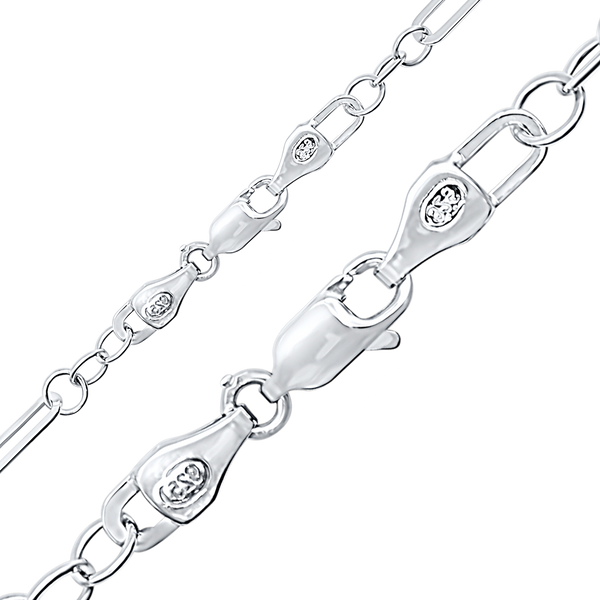 Alternating Tribeca Trace Paperclip Chain Necklace in Sterling Silver
