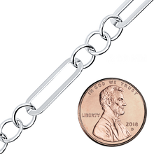 Load image into Gallery viewer, Bulk / Spooled Alternating Trace Elongated Paperclip Cable in Sterling Silver (3.50 mm - 5.00 mm)
