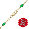 Finished Paperclip Cable with Green Emerald Enamel Bracelet in 14K Gold-Filled