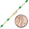 Finished Paperclip Cable with Green Emerald Enamel Bracelet in 14K Gold-Filled