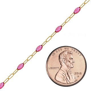 Bulk / Spooled Paperclip Cable with Ruby Red Enamel Chain in 14K Gold-Filled (1.60 mm)