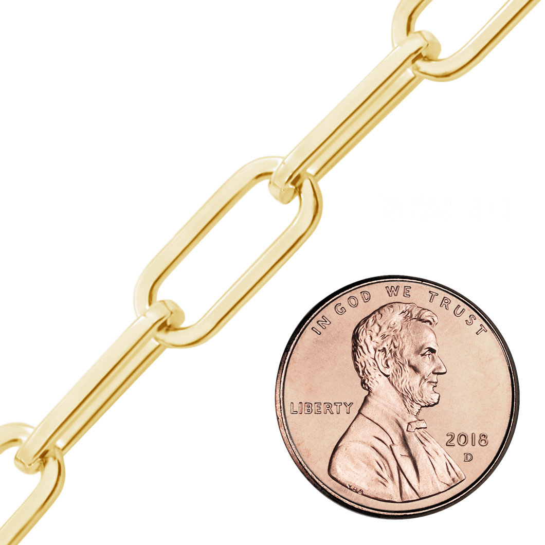 Bulk / Spooled Heavy Square Paperclip Chain in 14K Gold-Filled (9.00 mm)