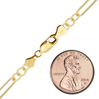 Finished Alternating Light Paperclip & Cable Anklet in 14K Gold-Filled