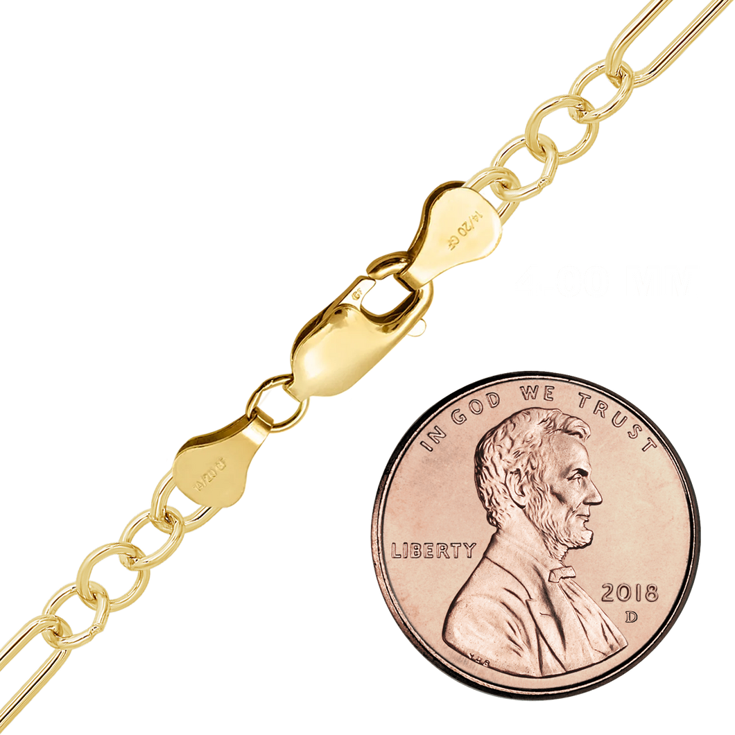 Finished Alternating Light Paperclip & Cable Bracelet in 14K Gold-Filled