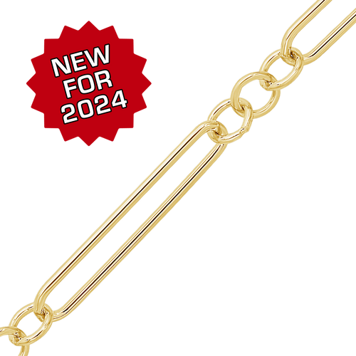 Bulk / Spooled Alternating Light Paperclip & Cable Chain in 14K Gold-Filled (4.00 mm)