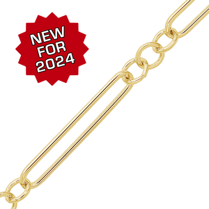 Bulk / Spooled Alternating Light Paperclip & Cable Chain in 14K Gold-Filled (4.00 mm)