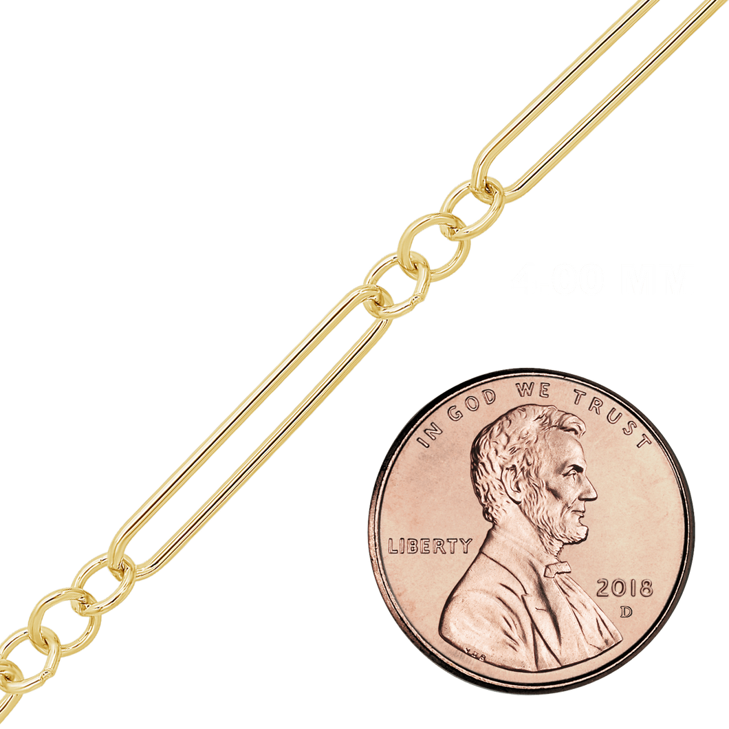 Bulk / Spooled Alternating Light Paperclip & Cable Chain in 14K Gold-Filled (4.00 mm)