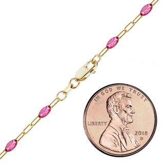 Finished Paperclip Cable with Ruby Red Enamel Bracelet in 14K Gold-Filled
