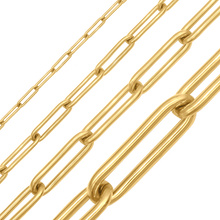 Load image into Gallery viewer, Bulk / Spooled Trace Elongated Paperclip Round Cable Chain in 14K Yellow Gold (2.50 mm - 7.80 mm)
