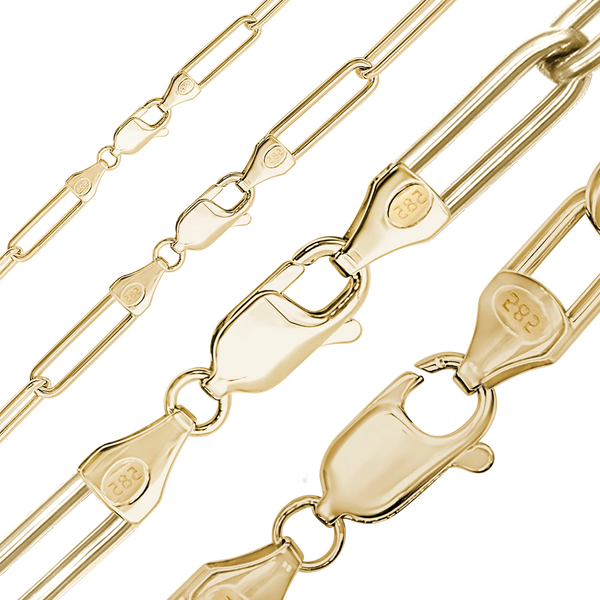 Round Tribeca Trace Paperclip Necklace in 14K Yellow Gold