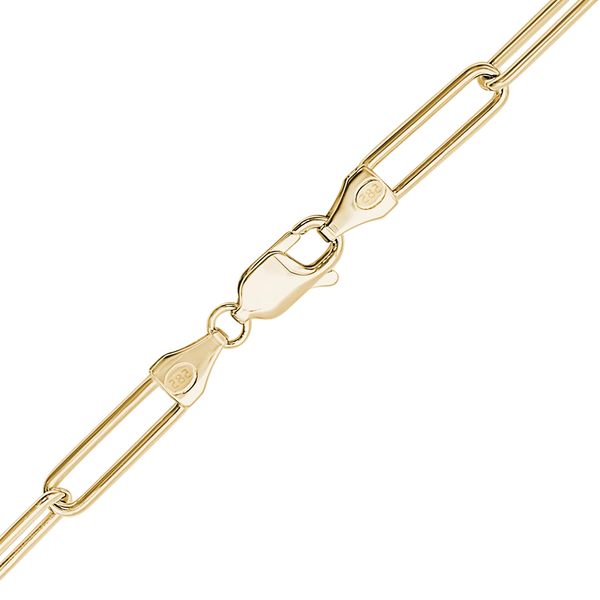 Round Tribeca Trace Paperclip Anklet in 14K Yellow Gold