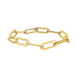 Tribeca Round Trace Paperclip Chain Ring in 14K Yellow Gold