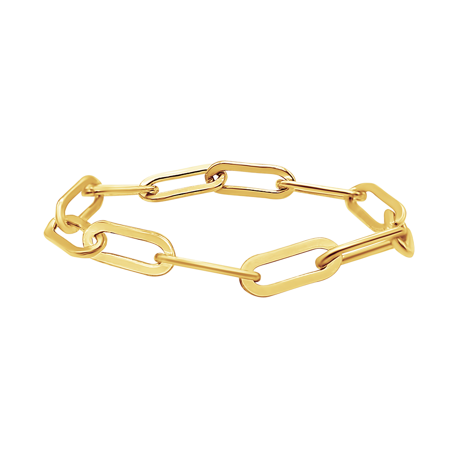 Round Tribeca Trace Paperclip Cable Chain Ring in Gold Filled