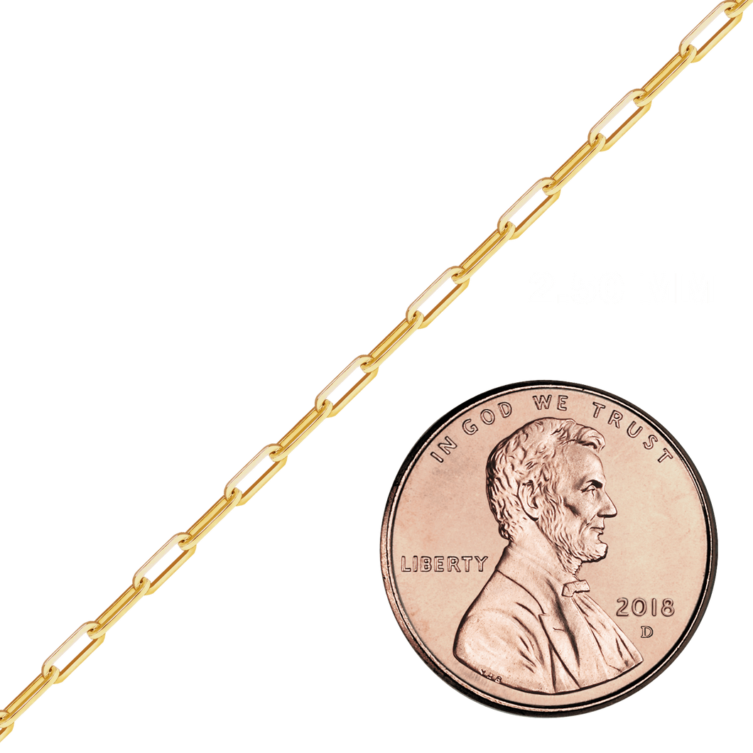 Bulk / Spooled Paperclip Cable Chain in 14K Gold-Filled (2.50 mm- 4.00 mm)