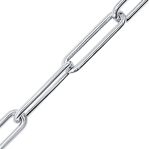 Bulk / Spooled Trace Elongated Paperclip Round Cable Chain in Sterling Silver (2.50 mm - 7.80 mm)