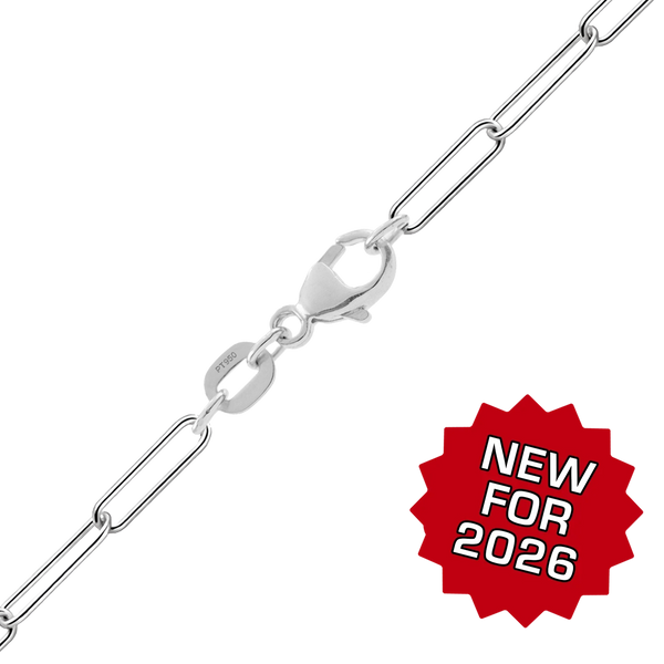 Finished Round Paperclip Cable Chain in Platinum