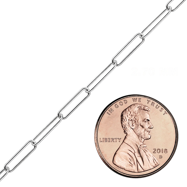 Bulk / Spooled Round Paperclip Cable Chain in Platinum (1.60 mm - 2.70 mm)