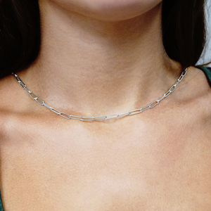 Tribeca Trace Paperclip Round Chain Necklace in Sterling Silver