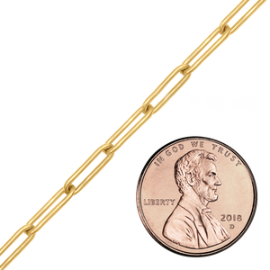 Bulk / Spooled Trace Elongated Paperclip Round Cable Chain in 14K Yellow Gold (2.50 mm - 7.80 mm)