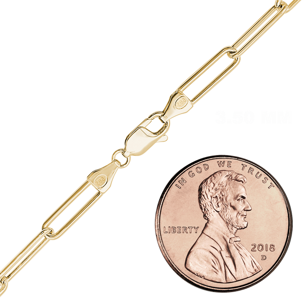 Round Tribeca Trace Paperclip Anklet in 14K Yellow Gold