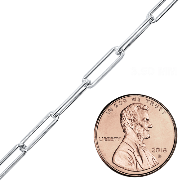 Bulk / Spooled Trace Elongated Paperclip Round Cable Chain in Sterling Silver (2.50 mm - 7.80 mm)