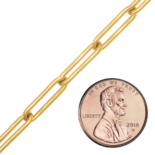 Load image into Gallery viewer, Bulk / Spooled Trace Elongated Paperclip Round Cable Chain in 14K Yellow Gold (2.50 mm - 7.80 mm)
