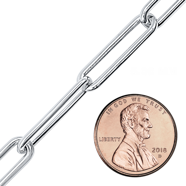 Bulk / Spooled Trace Elongated Paperclip Round Cable Chain in Sterling Silver (2.50 mm - 7.80 mm)