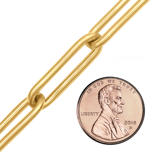 Bulk / Spooled Trace Elongated Paperclip Round Cable Chain in 14K Yellow Gold (2.50 mm - 7.80 mm)